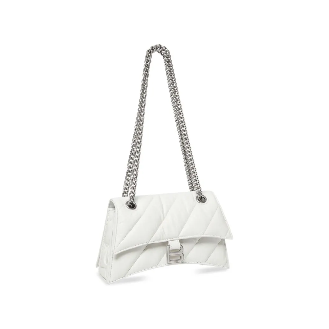 Borsa Crush Piccola Trapuntata Con Catena da Donna in Bianco Ottico