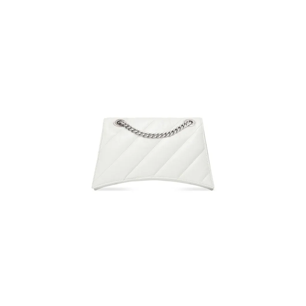Borsa Crush Piccola Trapuntata Con Catena da Donna in Bianco Ottico