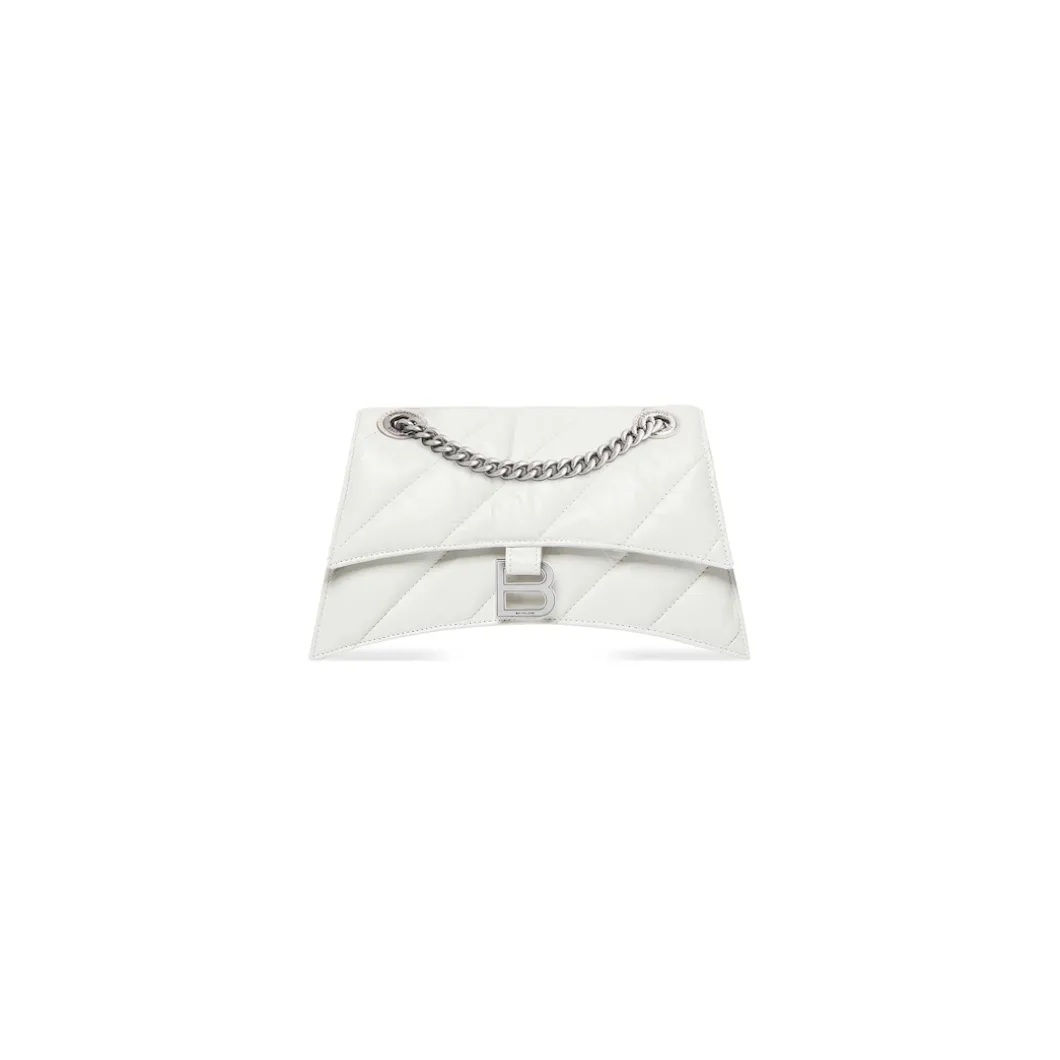 Borsa Crush Piccola Trapuntata Con Catena da Donna in Bianco Ottico