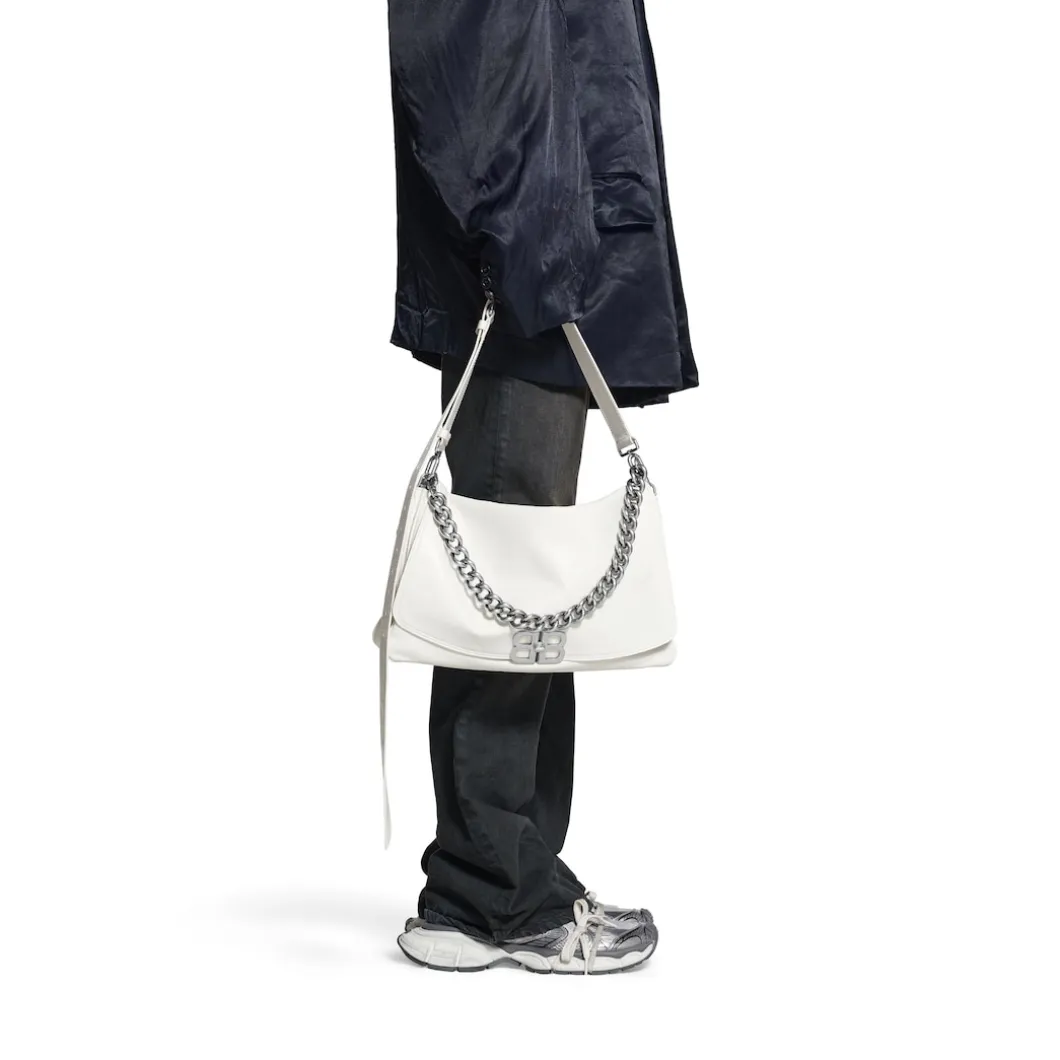Borsa Flap Bb Soft Grande da Donna in Bianco Ottico