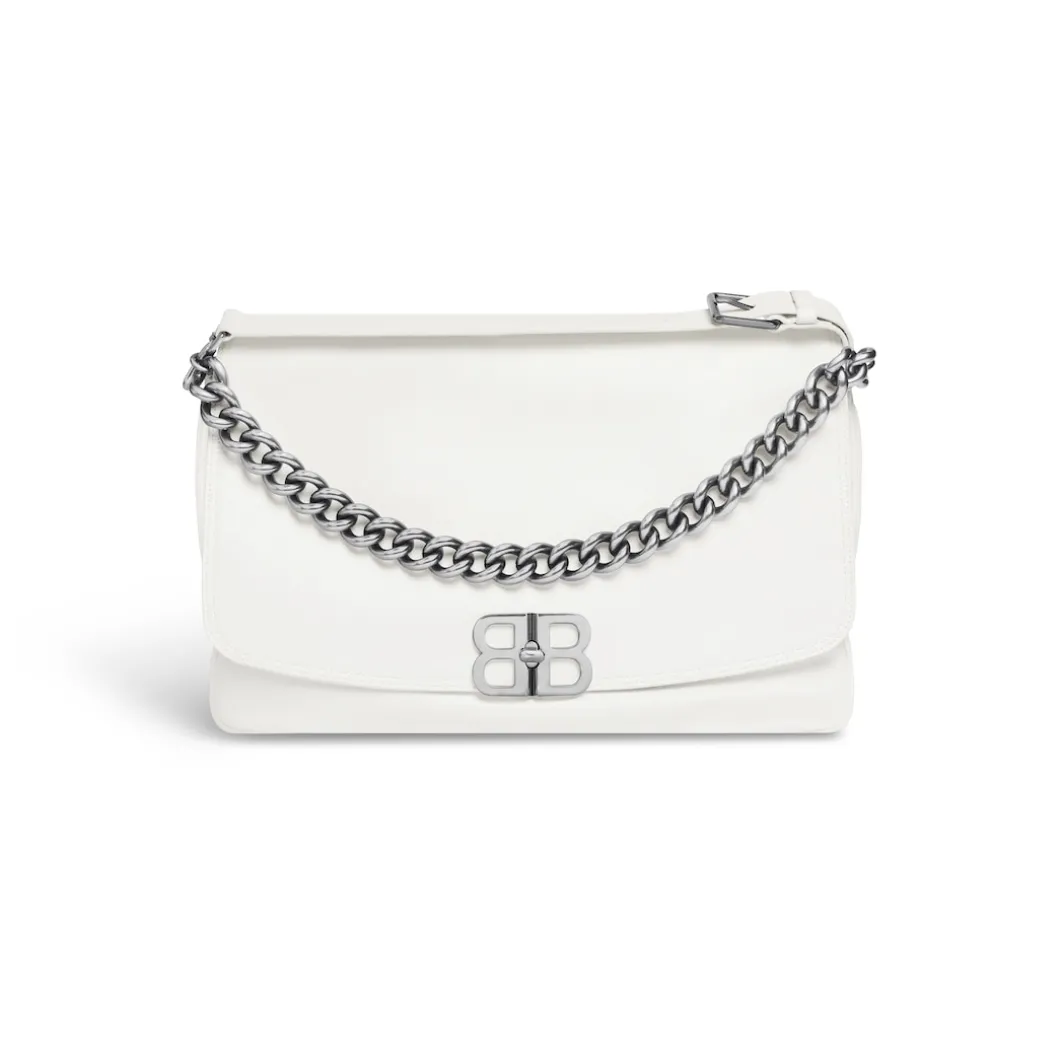Borsa Flap Bb Soft Grande da Donna in Bianco Ottico
