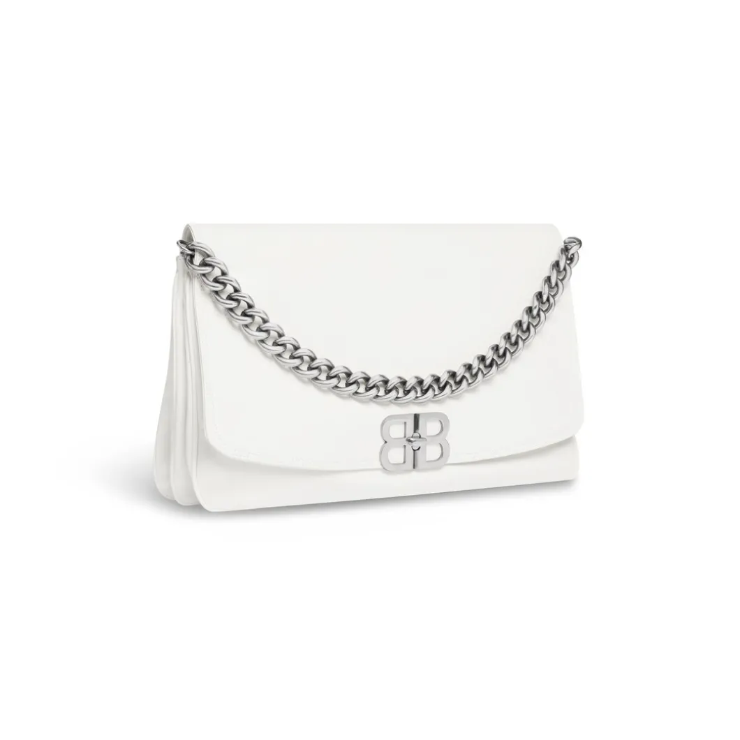Borsa Flap Bb Soft Grande da Donna in Bianco Ottico