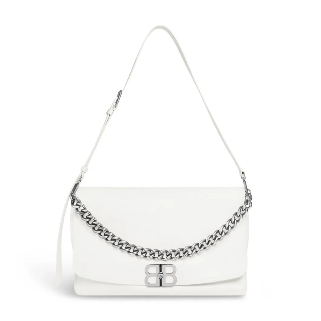 Borsa Flap Bb Soft Grande da Donna in Bianco Ottico