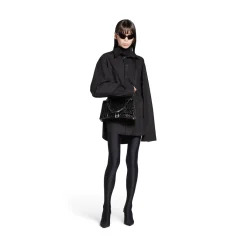 Borsa Hourglass Hinge Media Con Lavorazione Coccodrillo  da Donna in Nero