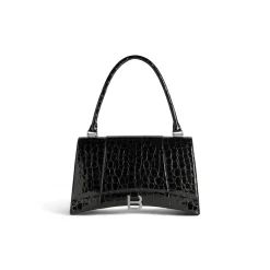 Borsa Hourglass Hinge Media Con Lavorazione Coccodrillo da Donna in Nero
