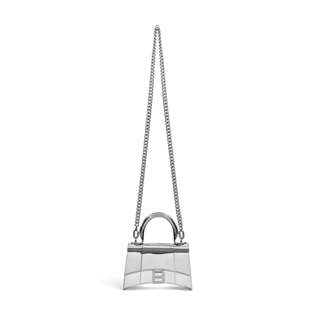 Borsa Hourglass Metal Xs da Donna in Argento