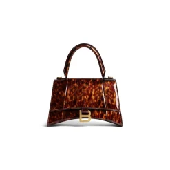 Borsa Hourglass Piccola Con Stampa Tartarugata da Donna in Marrone