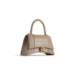 Borsa Hourglass Piccola Con Lavorazione Coccodrillo  da Donna in Marrone Chiaro