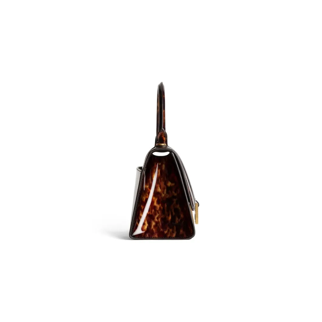 Borsa Hourglass Piccola Con Stampa Tartarugata da Donna in Marrone