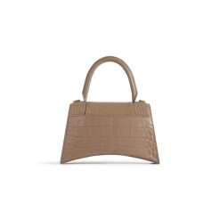 Borsa Hourglass Piccola Con Lavorazione Coccodrillo da Donna in Marrone Chiaro