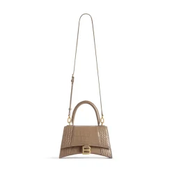 Borsa Hourglass Piccola Con Lavorazione Coccodrillo da Donna in Marrone Chiaro