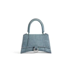 Borsa Hourglass Piccola In Denim Girly Allover da Donna in Azzurro