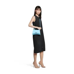 Borsa Hourglass Piccola In Vitello Box da Donna in Blu