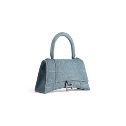 Borsa Hourglass Piccola In Denim Girly Allover da Donna in Azzurro