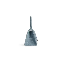 Borsa Hourglass Piccola In Denim Girly Allover da Donna in Azzurro