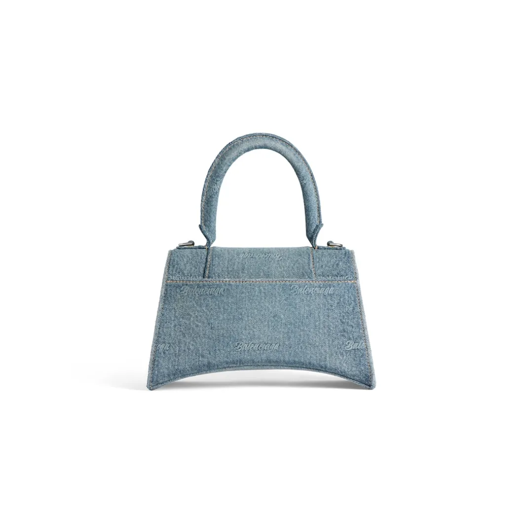 Borsa Hourglass Piccola In Denim Girly Allover da Donna in Azzurro