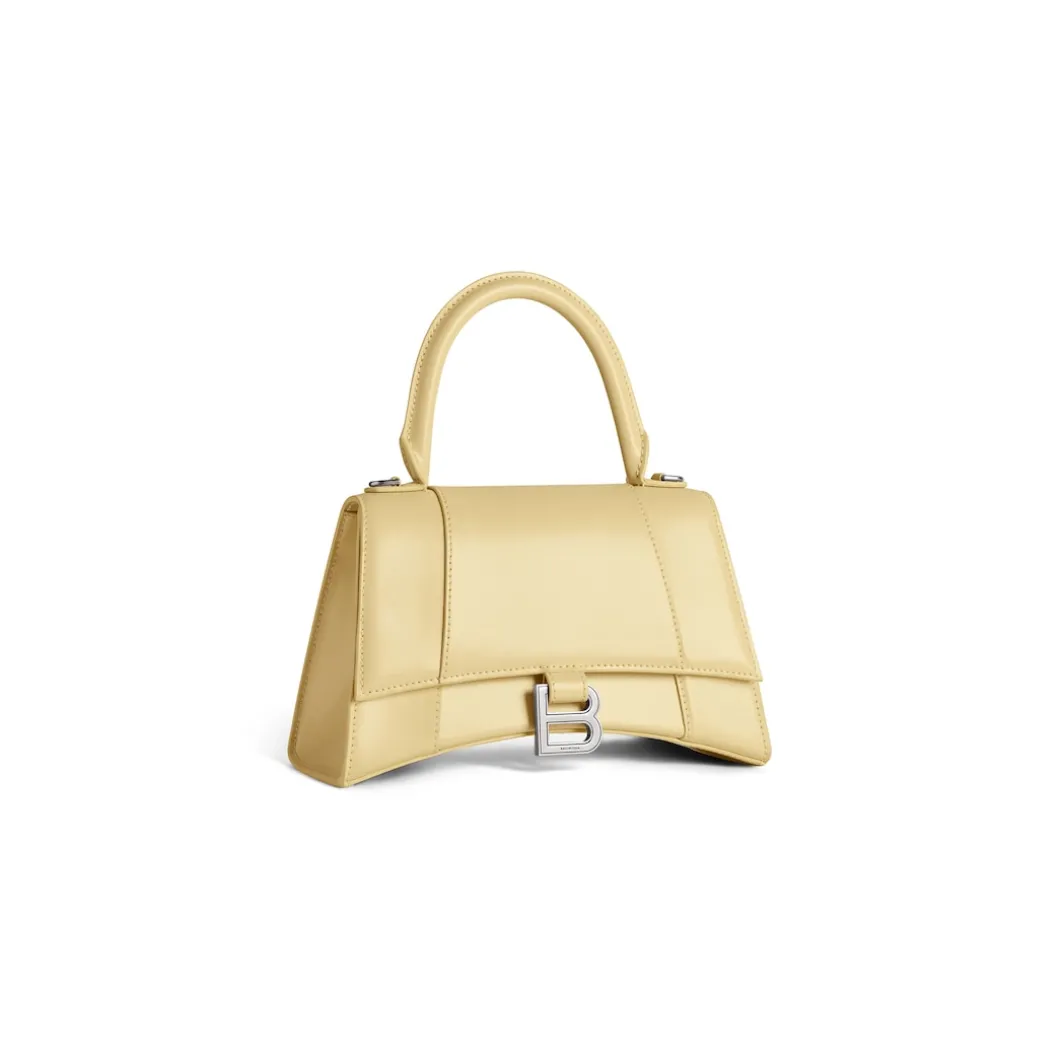 Borsa Hourglass Piccola In Vitello Box da Donna in Giallo Chiaro