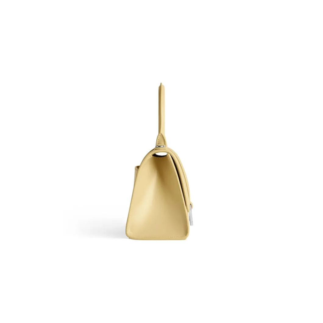 Borsa Hourglass Piccola In Vitello Box da Donna in Giallo Chiaro