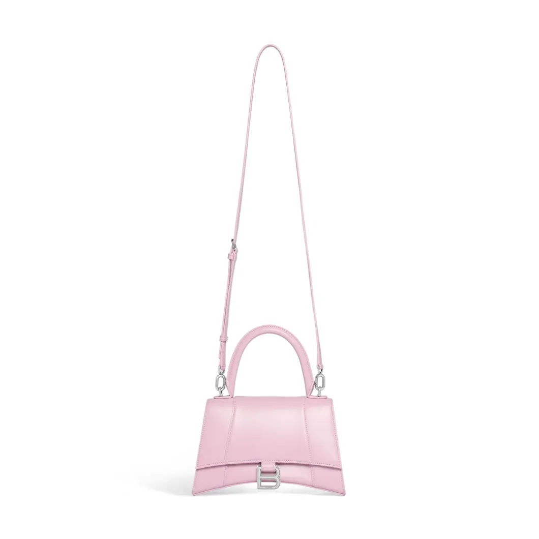 Borsa Hourglass Piccola In Vitello Box da Donna in Rosa