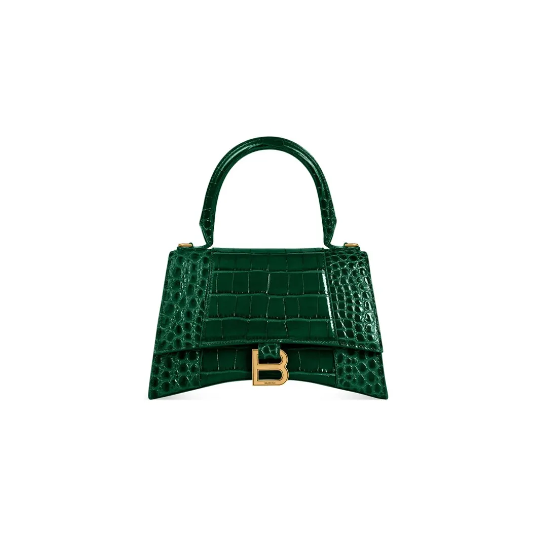 Borsa Hourglass Small Con Lavorazione Coccodrillo da Donna in Verde