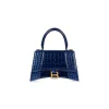 Borsa Hourglass Small Con Lavorazione Coccodrillo da Donna in Blu