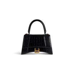 Borsa Hourglass Small Con Lavorazione Coccodrillo da Donna in Nero