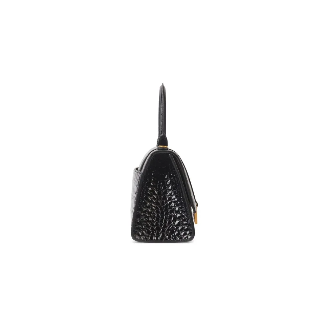 Borsa Hourglass Small Con Lavorazione Coccodrillo da Donna in Nero