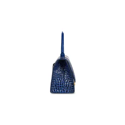 Borsa Hourglass Small Con Lavorazione Coccodrillo da Donna in Blu