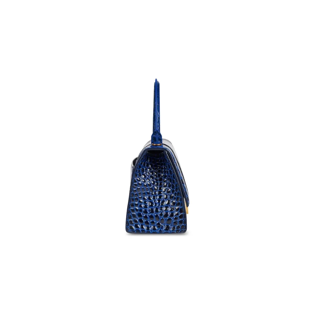 Borsa Hourglass Small Con Lavorazione Coccodrillo da Donna in Blu