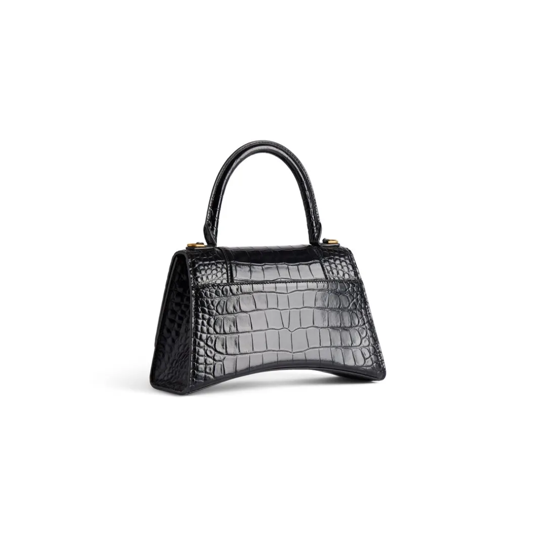 Borsa Hourglass Small Con Lavorazione Coccodrillo da Donna in Nero