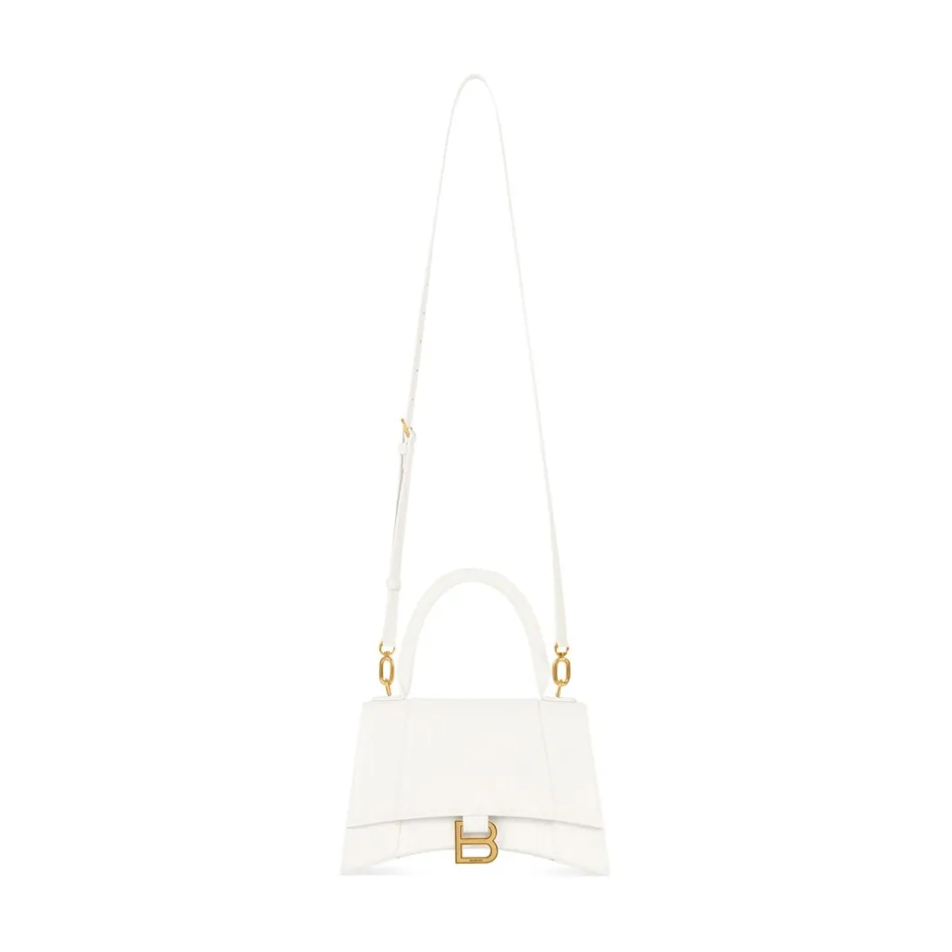 Borsa Hourglass Small Con Lavorazione Coccodrillo da Donna in Bianco