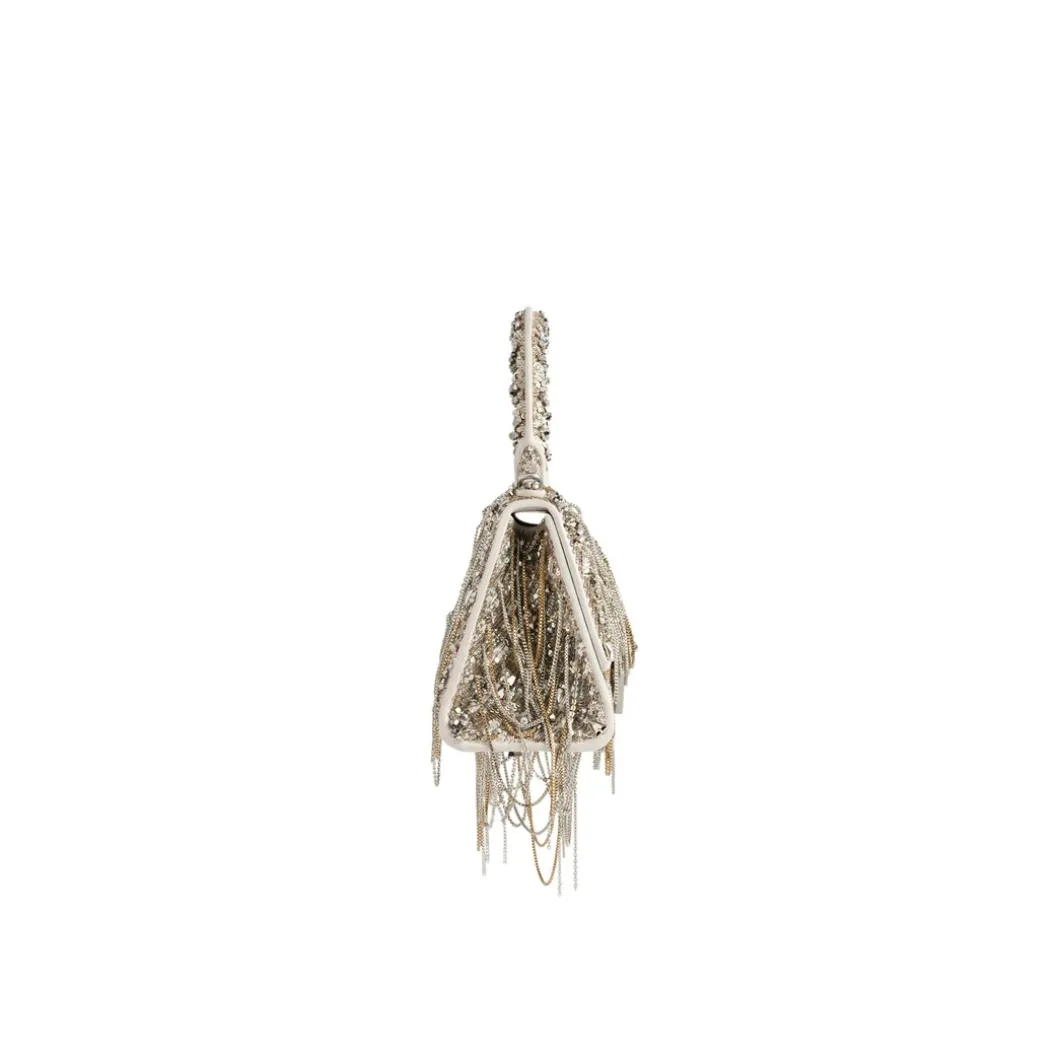 Borsa Hourglass Xs Con Catena Con Ricami da Donna in Beige