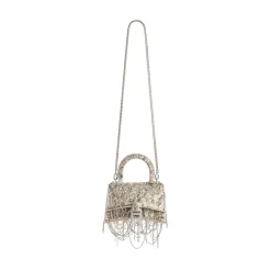 Borsa Hourglass Xs Con Catena Con Ricami da Donna in Beige