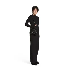 Borsa Hourglass Xs Con Fiocchi In Satin da Donna in Nero
