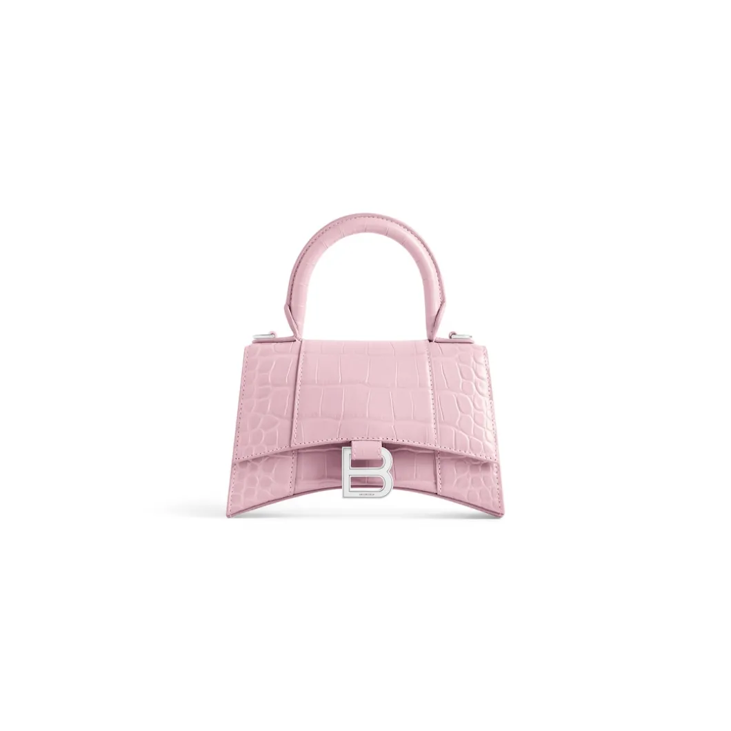 Borsa Hourglass Xs Con Lavorazione Coccodrillo da Donna in Rosa
