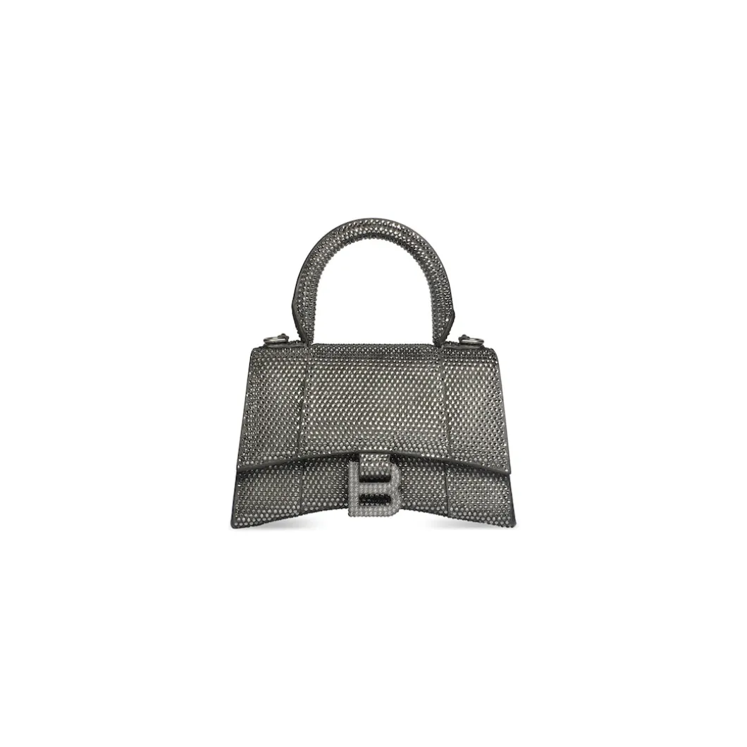 Borsa Hourglass Xs Con Strass da Donna in Grigio
