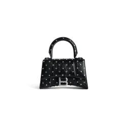 Borsa Hourglass Xs Con Strass da Donna in Nero