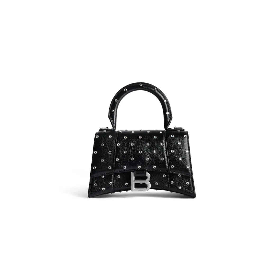 Borsa Hourglass Xs Con Strass da Donna in Nero