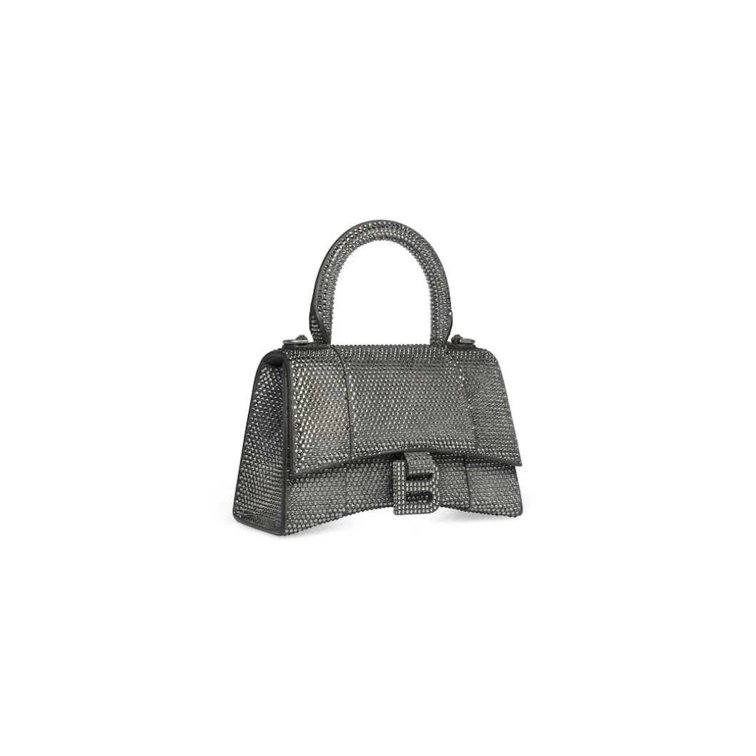Borsa Hourglass Xs Con Strass da Donna in Grigio