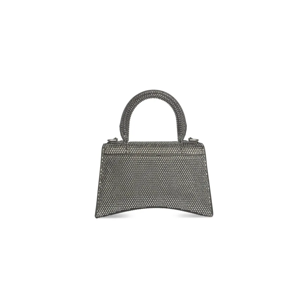 Borsa Hourglass Xs Con Strass da Donna in Grigio