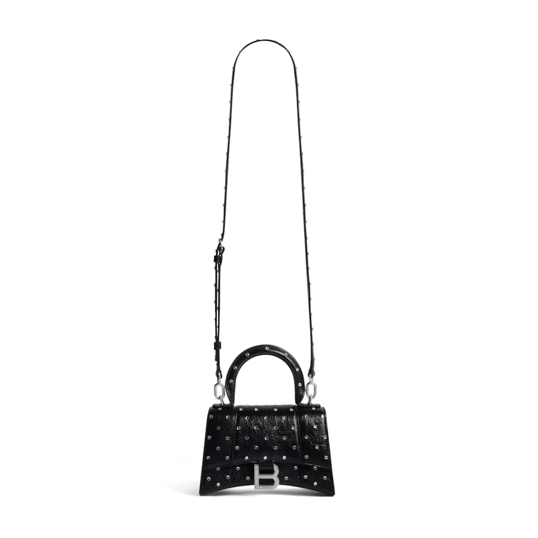 Borsa Hourglass Xs Con Strass da Donna in Nero