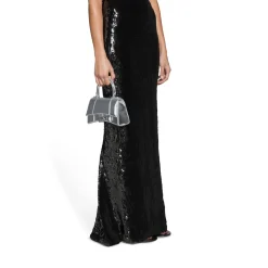 Borsa Hourglass Xs Effetto Specchio da Donna in Argento