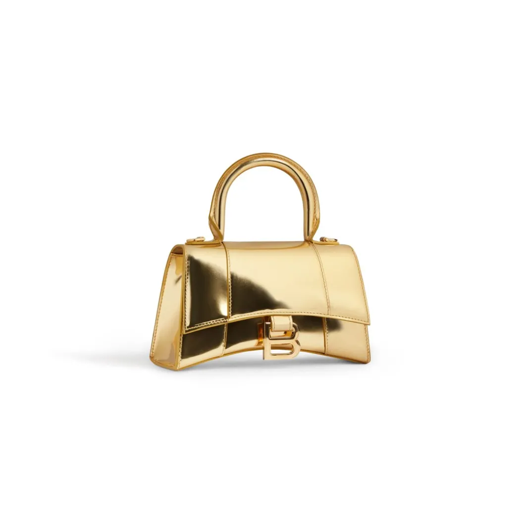 Borsa Hourglass Xs Effetto Specchio da Donna in Oro
