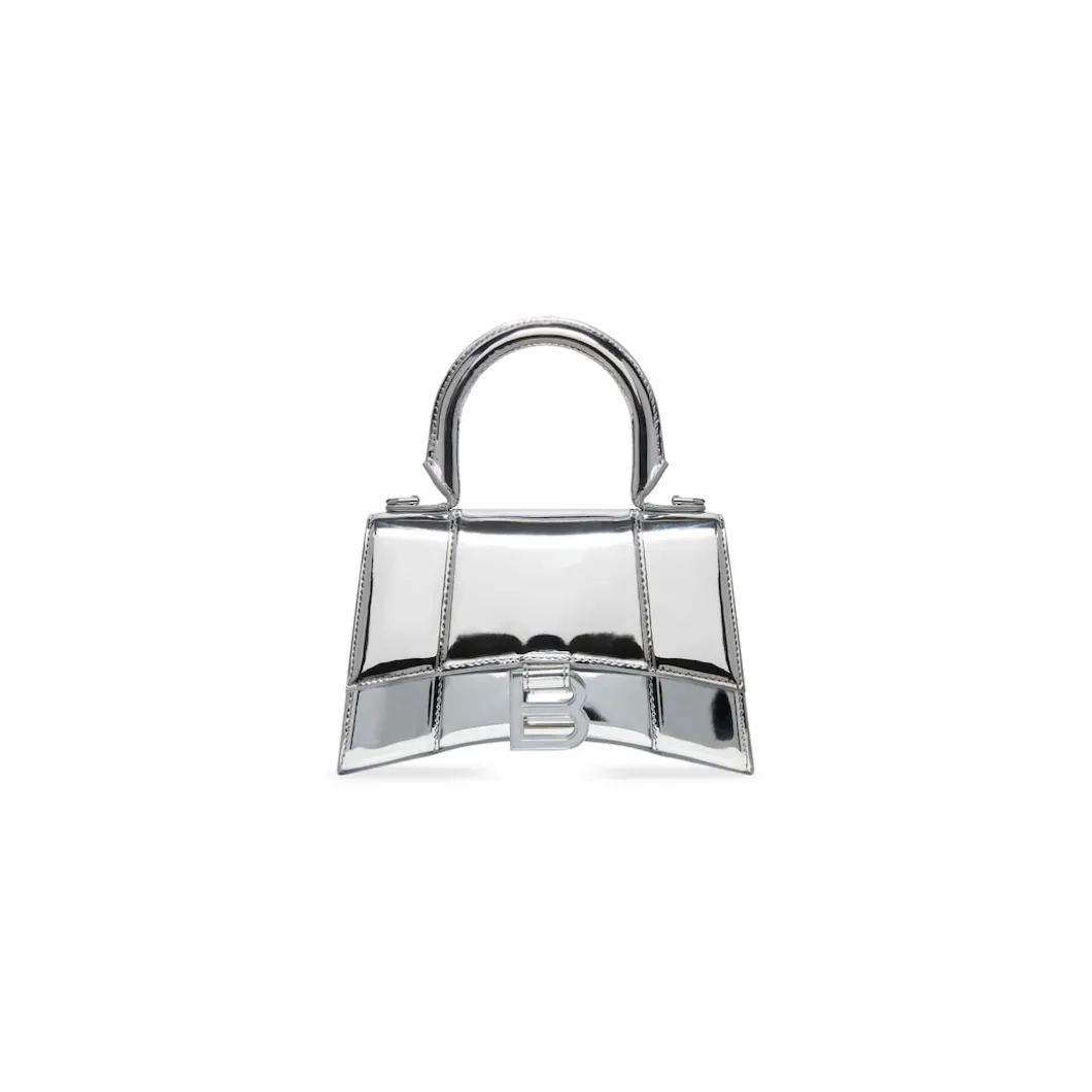 Borsa Hourglass Xs Effetto Specchio da Donna in Argento