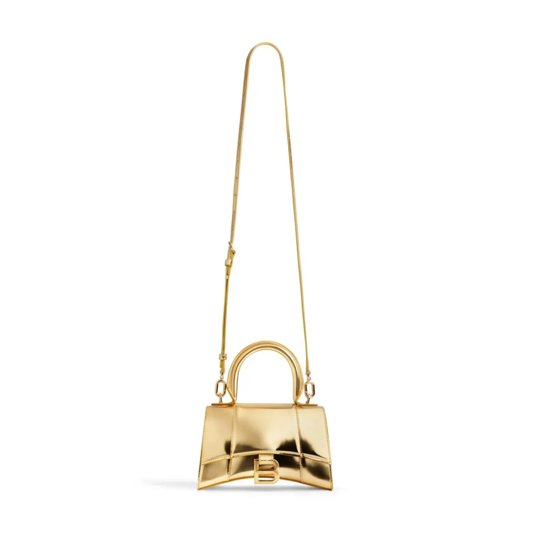 Borsa Hourglass Xs Effetto Specchio da Donna in Oro