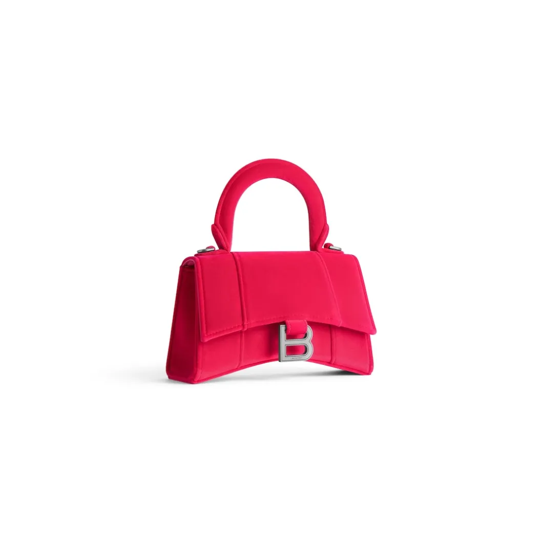 Borsa Hourglass Xs In Jersey Di Velluto da Donna in Rosa Acceso
