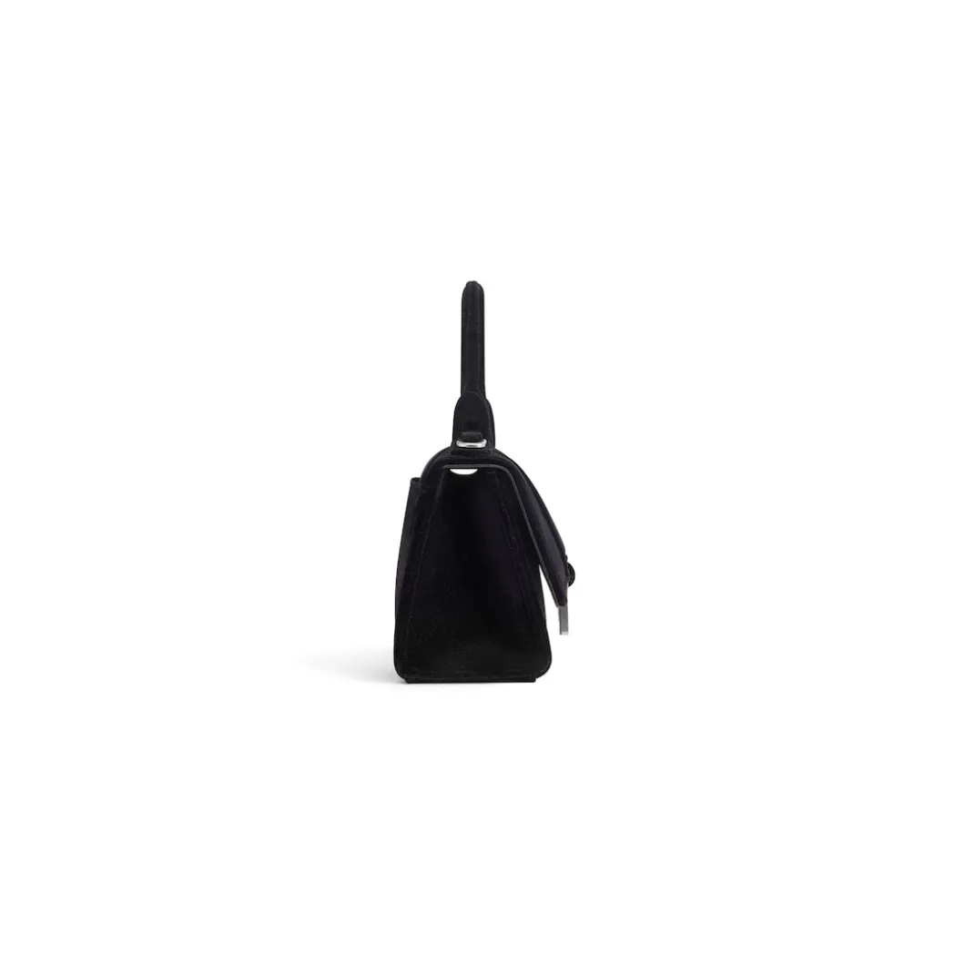 Borsa Hourglass Xs In Jersey Di Velluto da Donna in Nero
