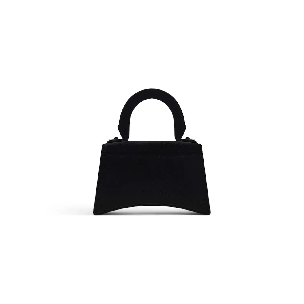Borsa Hourglass Xs In Jersey Di Velluto da Donna in Nero