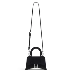 Borsa Hourglass Xs In Jersey Di Velluto da Donna in Nero