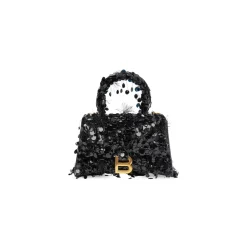Borsa Hourglass Xs Ricamata Con Catena da Donna in Nero